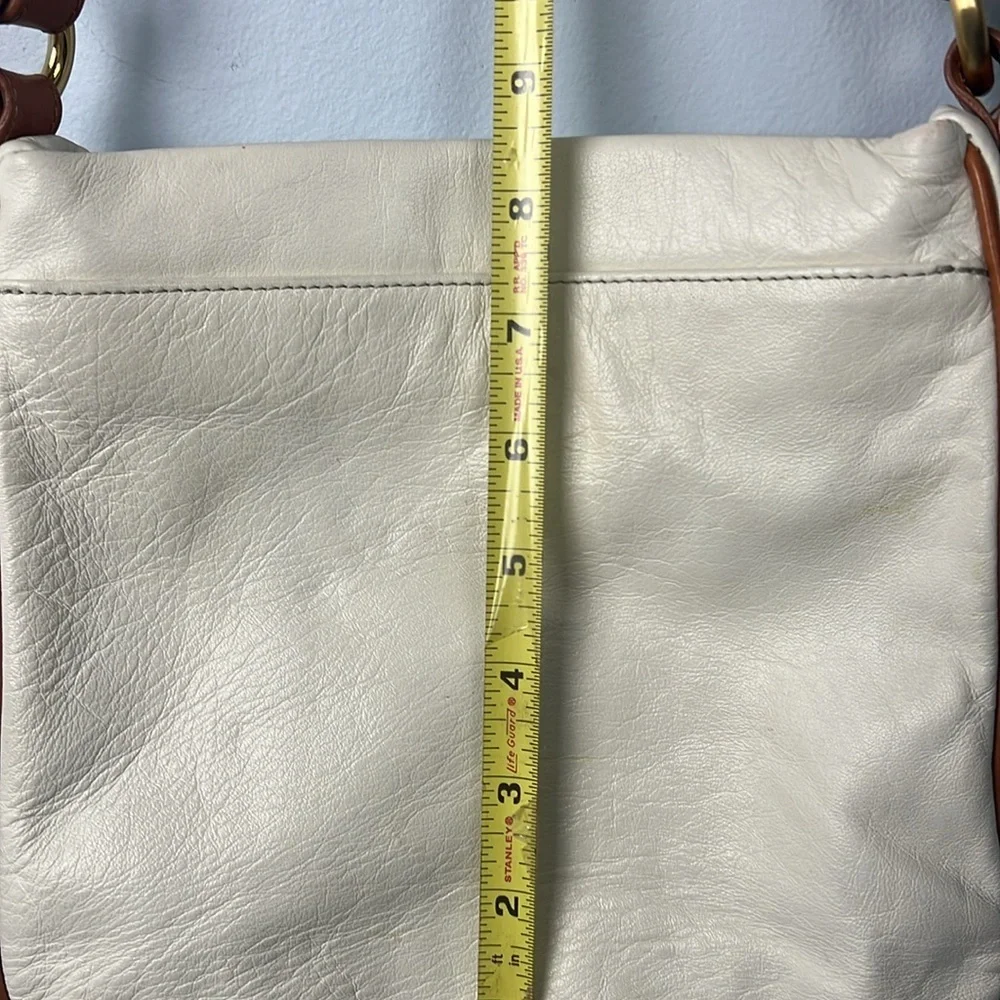 Vintage Brahmin pebbled leather cream & cognac crossbody bag